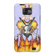 Chrome yellow jacket design 3 with fire and web. samsung galaxy SII cases