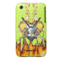Chrome yellow jacket design 3 with fire and web. Case-Mate iPhone 3 case