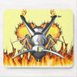 Chrome yellow jacket design 3 with fire and web. mouse mat