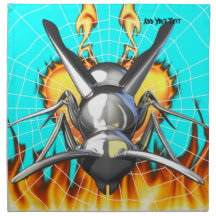 Chrome yellow jacket design 3 with fire and web. napkin