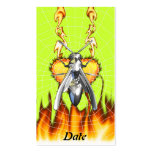 Chrome yellow jacket design 4 with fire and web. business cards