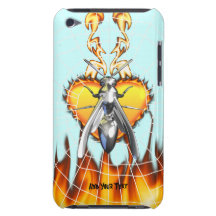 Chrome yellow jacket design 4 with fire and web. iPod Case-Mate case