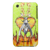 Chrome yellow jacket design 4 with fire and web. iPhone 3 Case-Mate cases