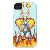 Chrome yellow jacket design 4 with fire and web. iPhone 4 cases
