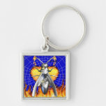 Chrome yellow jacket design 4 with fire and web. key chain