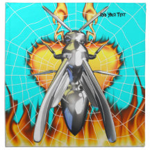 Chrome yellow jacket design 4 with fire and web. cloth napkin