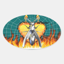 Chrome yellow jacket design 4 with fire and web. stickers