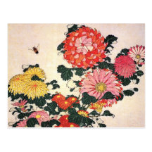 Chrysanthemum and horse-fly, Katsushika Hokusai Postcards