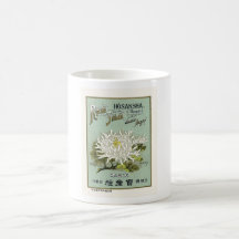 Chrysanthemum Flower Vintage Japanese Silk Label Mugs