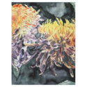 Chrysanthemum mum flowers watercolor painting flyers