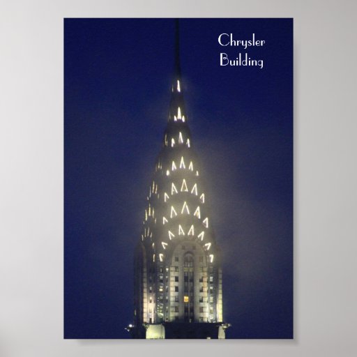 Chrysler Building Lit up at Dusk in the Mist Poster