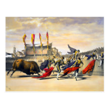 Chulos Playing the Bull Post Card