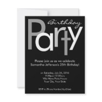 Chunky Black and White Birthday Party Invitation