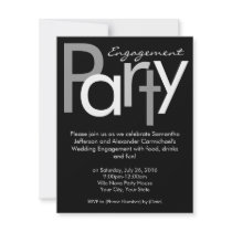 Chunky Black and White Engagement Party Invitation