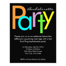 Chunky Block Colours Bachelorette Party Invitation