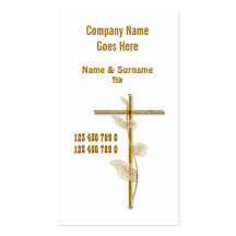 Church Christ religion cross gold white Business Cards