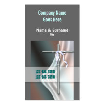 Church Christ religion cross pink grey Business Cards