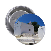 Church of Mykonos Island Greece Pinback Button
