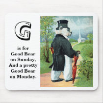 Churchgoing - Letter G - Vintage Teddy Bear Mousepad