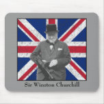Churchill Posing With The British Flag mousepads