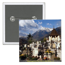 Churchyard, Dorf Tirol, (Tirolo), Alto Adige, Ital Pinback Buttons