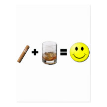 Cigar + Bourbon = Happiness Post Card