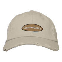 Cigar Geeks Embroidered Distressed Cap with Logo Embroidered Baseball Caps