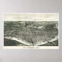 Cincinnati birdseye map - 1900 (Henderson) BigMapB Posters