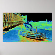 Cincinnati Suspension Bridge and Steamboat 1906 Poster