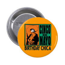 Cinco de Mayo Birthday Chica Buttons