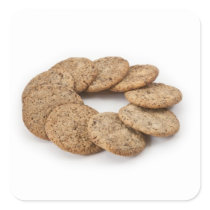 Circle of cookies on a white background square stickers