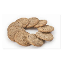Circle of cookies on a white background rectangle stickers
