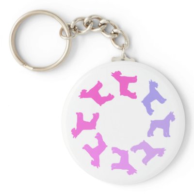 Circle of Giant Schnauzers (pinks to purples) Key Chain by dogsandhorses