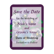 Circle of Purple Pansies Save the Date Rectangular Magnets