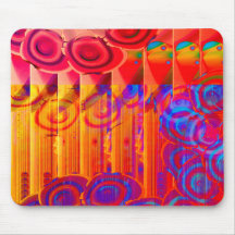 Circles & Bars in Neon Orange & Blue Mousemats