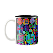 Circles Colourful Patterns on Black Background Coffee Mug