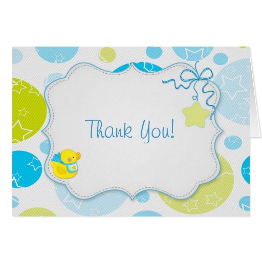Circles, Stars, Blue, Baby Shower Thank You Greeting Card