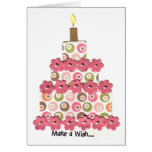Circles with Pink Flowers Cake Greeting Cards