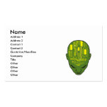circuit board brain head yellow and green business card template