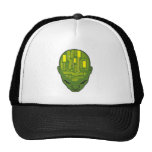 circuit board brain head yellow and green mesh hats