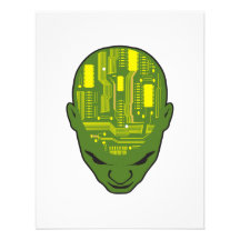 circuit board brain head yellow and green announcements