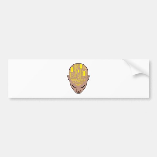 circuit board brain head yellow bumper stickers