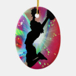 Circular Colorburst with Cheerleader Christmas Tree Ornament