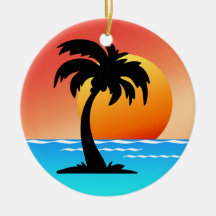 Circular Palm Tree Sunset Ornaments