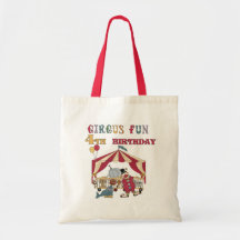 Circus 4th Birthday Tshirts and Gifts Tote Bags