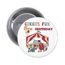 Circus 5th Birthday tshirts and Gifts Buttons