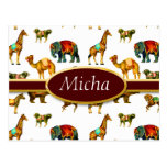 Circus Animal Fun Monogram Post Card