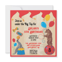 Circus Animals Birthday Party Invitation Card