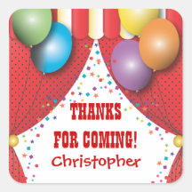 Circus Carnival Birthday Thank You Sticker