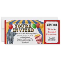 Circus Carnival Ticket Custom Invitations